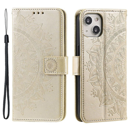 Hülle für Apple iPhone 14 Plus Handyhülle Flip Case Handy Cover Mandala Gold