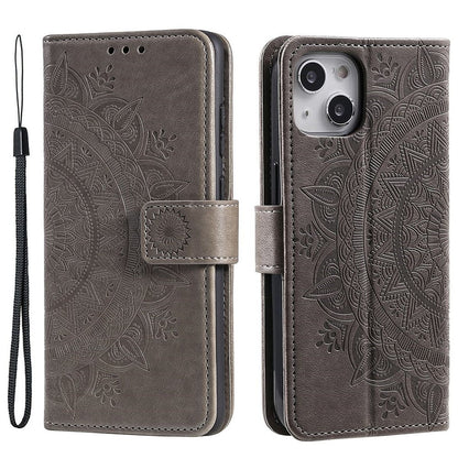 Hülle für Apple iPhone 14 Plus Handyhülle Flip Case Handy Cover Mandala Grau