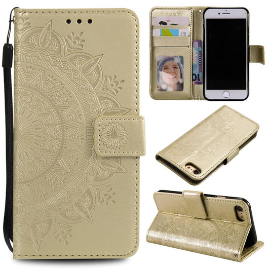 Hülle für Apple iPhone SE 2020/2022 Handyhülle Flip Case Klapphülle Mandala Gold