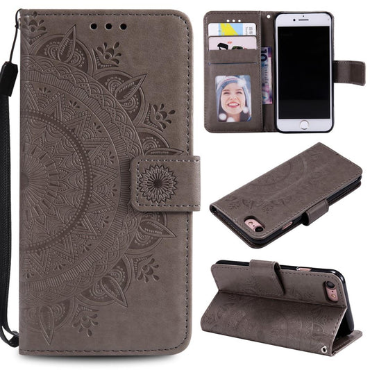Hülle für Apple iPhone SE 2020/2022 Handyhülle Flip Case Klapphülle Mandala Grau