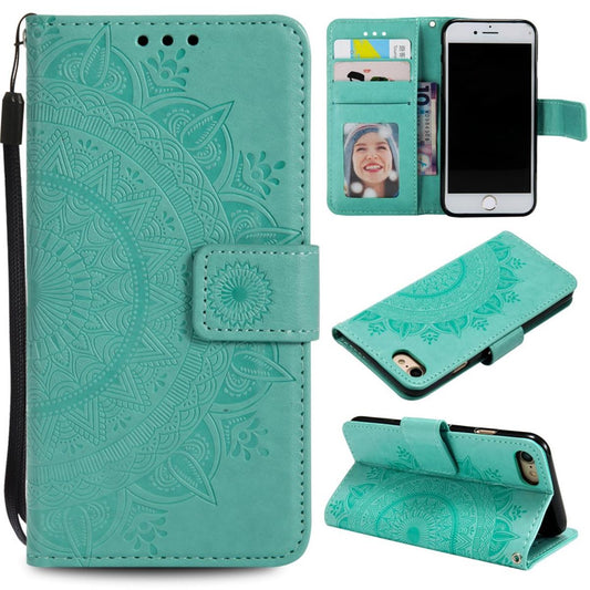 Hülle für Apple iPhone SE 2020/2022 Handyhülle Flip Case Klapphülle Mandala Grün