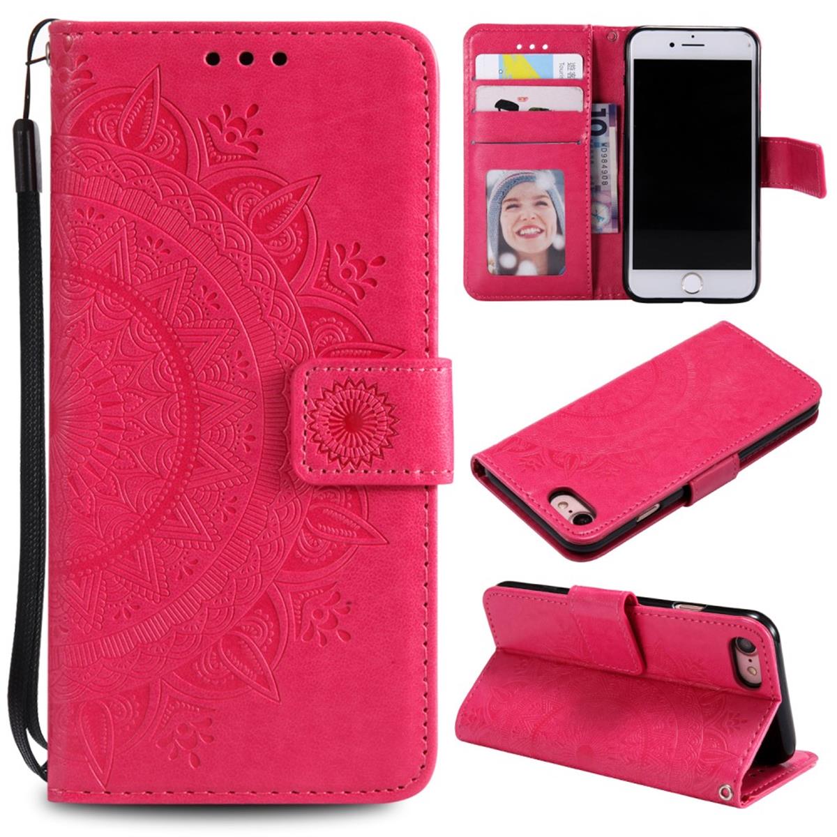 Hülle für Apple iPhone SE 2020/2022 Handyhülle Flip Case Klapphülle Mandala Pink