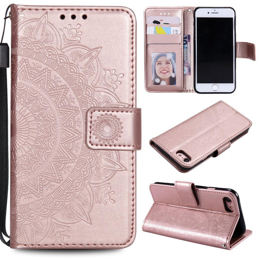 Hülle für Apple iPhone SE 2020/2022 Handyhülle Flip Case Klapphülle Mandala Rose