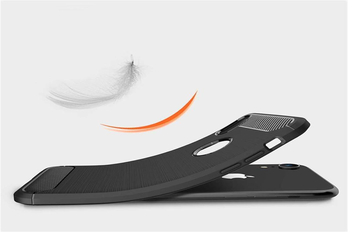Hülle für Apple iPhone XR Handyhülle Case Cover Silikonhülle Bumper Carbonfarben