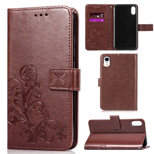 Hülle für Apple iPhone XR Handyhülle Flip Case Handy Cover Blumen Motiv Braun