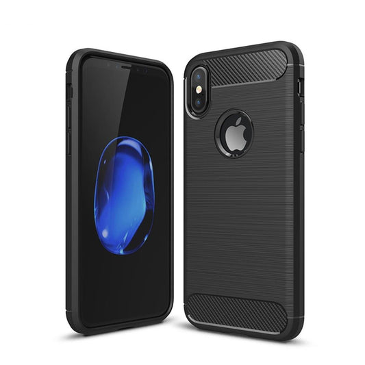 Hülle für Apple iPhone Xs / iPhone X Handyhülle Case Cover schwarz Carbonfarben