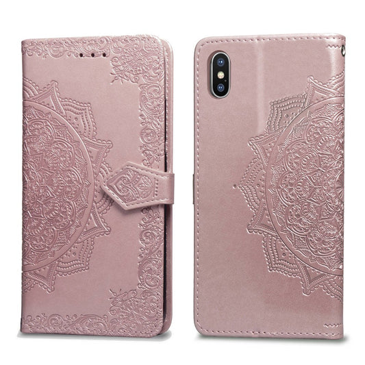Hülle für Apple iPhone Xs Max Handyhülle Flip Case Cover Etui Mandala Rosegold