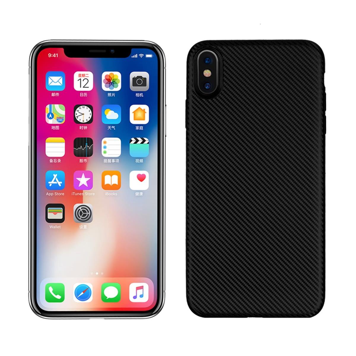Hülle für Apple iPhone Xs Max Handyhülle Silikon Bumper Cover Case Carbonfarben