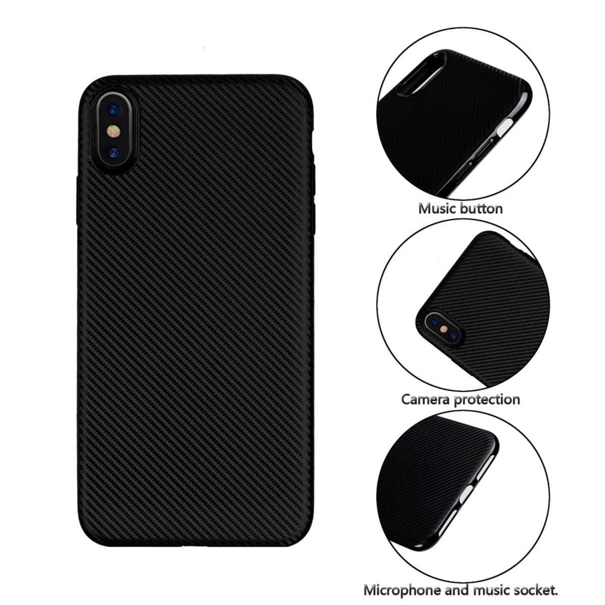 Hülle für Apple iPhone Xs Max Handyhülle Silikon Bumper Cover Case Carbonfarben