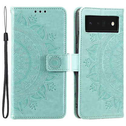 Hülle für Google Pixel 6 Pro Handyhülle Tasche Flip Case Cover Etui Mandala Grün