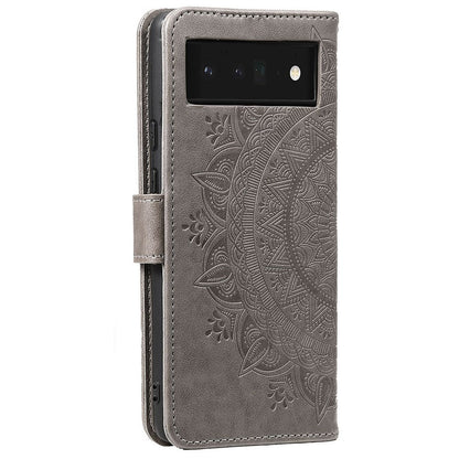 Hülle für Google Pixel 7 Handyhülle Flip Case Cover Schutzhülle Mandala Grau