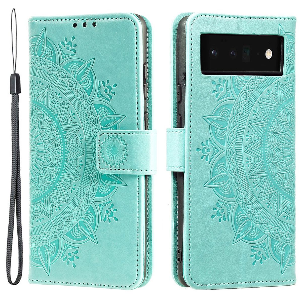 Hülle für Google Pixel 7 Handyhülle Flip Case Cover Schutzhülle Mandala Grün
