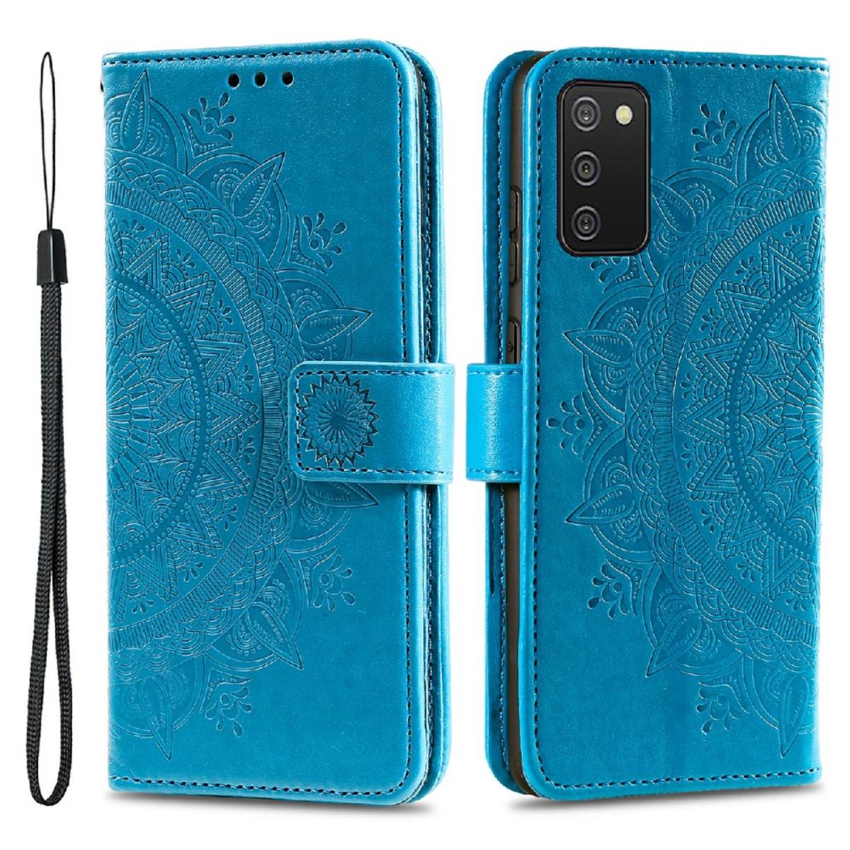 Hülle für Samsung Galaxy A03s Handy Tasche Flip Case Cover Etui Mandala Blau