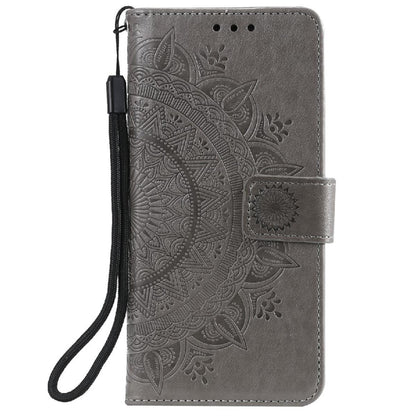 Hülle für Samsung Galaxy A03s Handy Tasche Flip Case Cover Etui Mandala Grau
