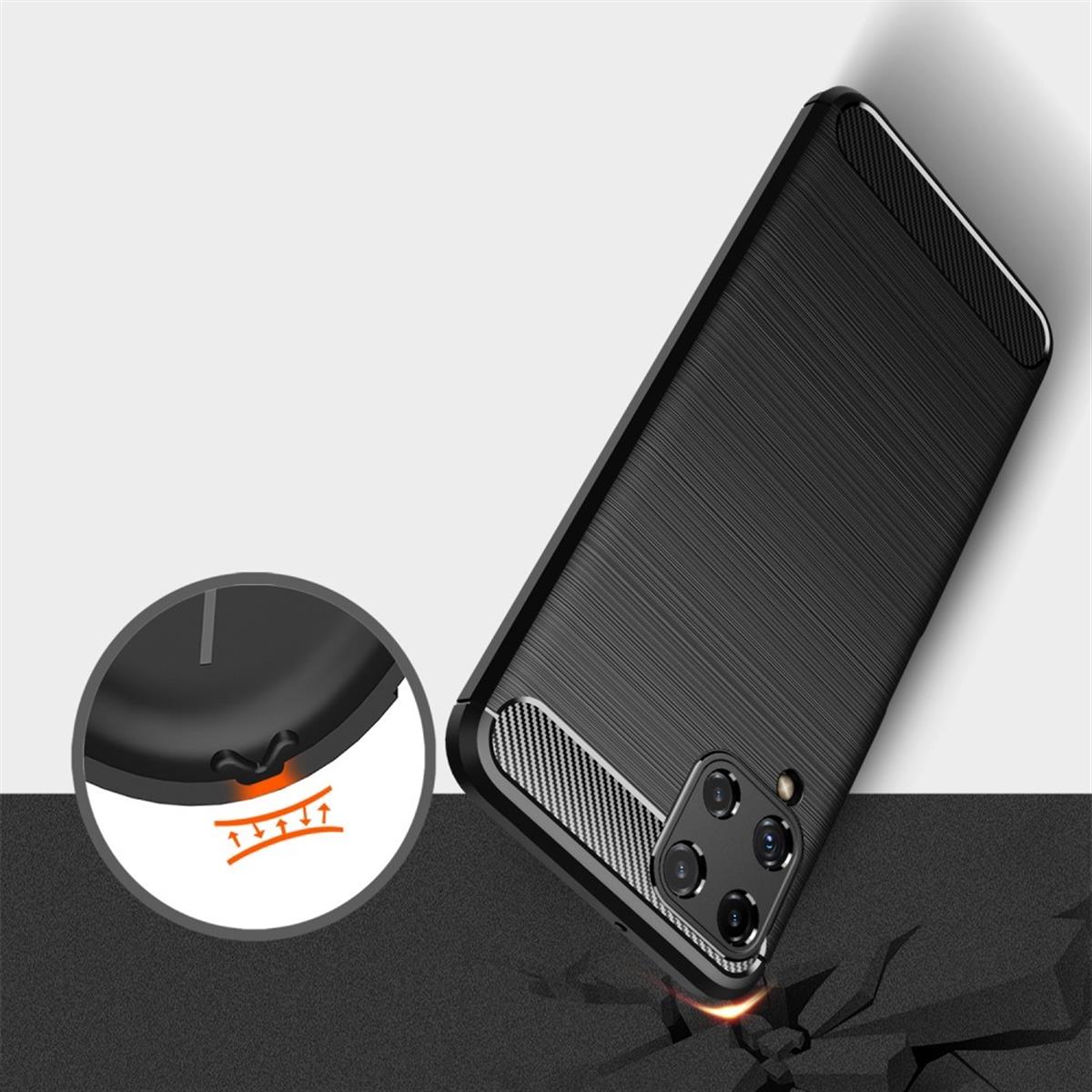 Hülle für Samsung Galaxy A22 4G Handyhülle Silikon Case Handy Cover Carbonfarben