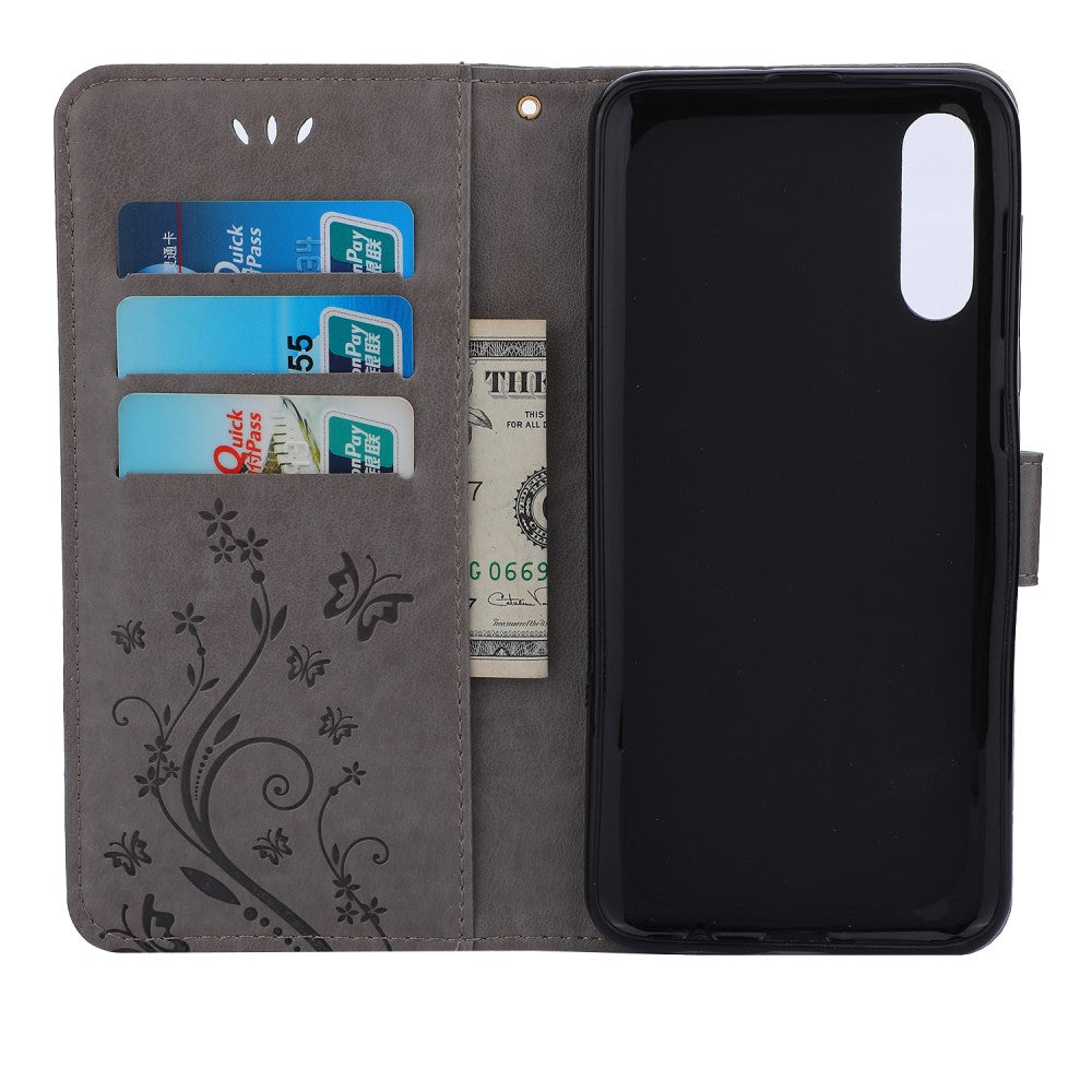 Hülle für Samsung Galaxy A50/A30s Handyhülle Flip Case Handytasche Schmetterling Grau - CoverKingz