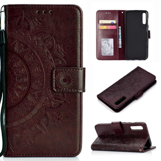 Hülle für Samsung Galaxy A50/A30s Handyhülle Flip Case Schutzhülle Etui Cover Mandala Braun