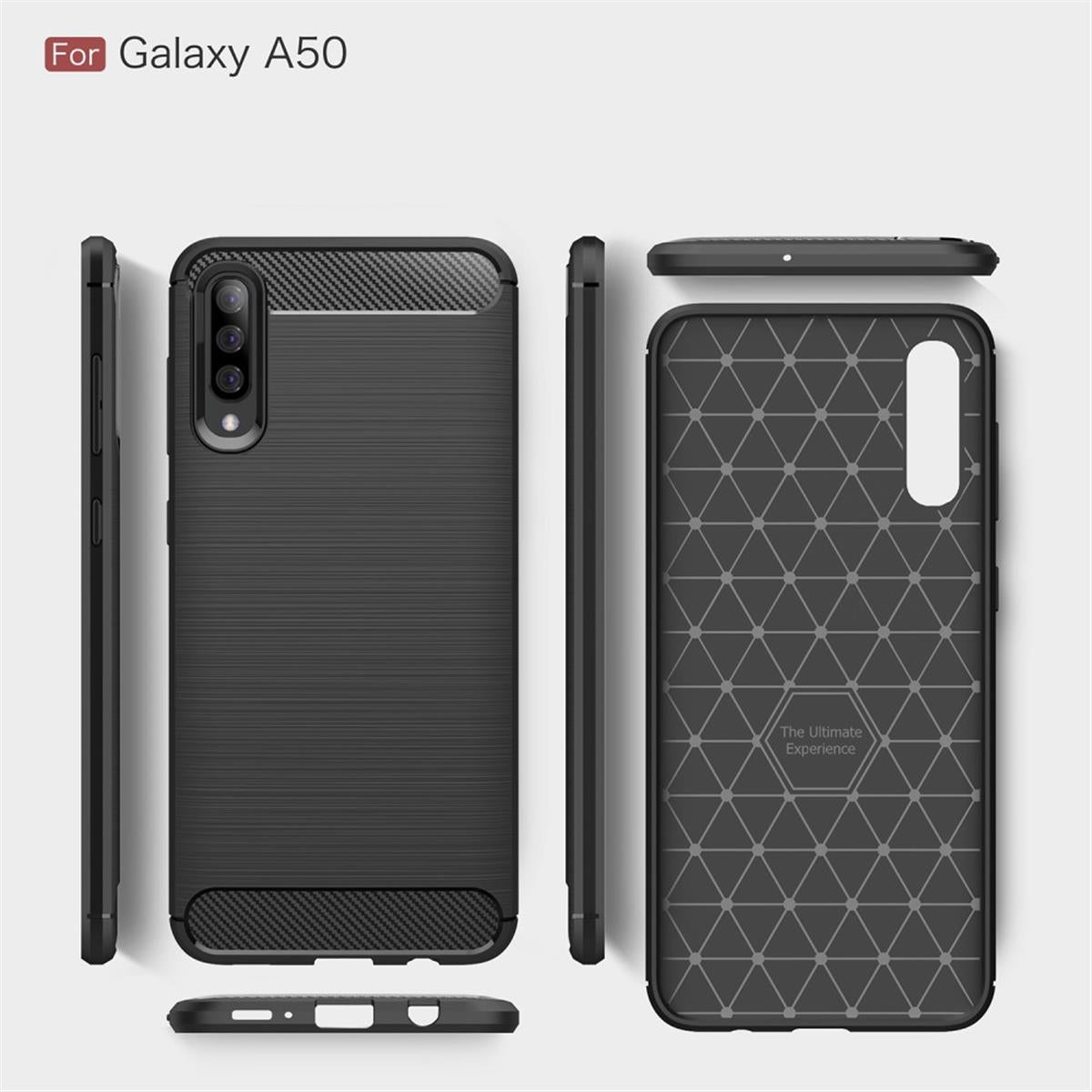 Hülle für Samsung Galaxy A50/A30s Handyhülle Schutzhülle Silikon Case Carbonfarben - CoverKingz