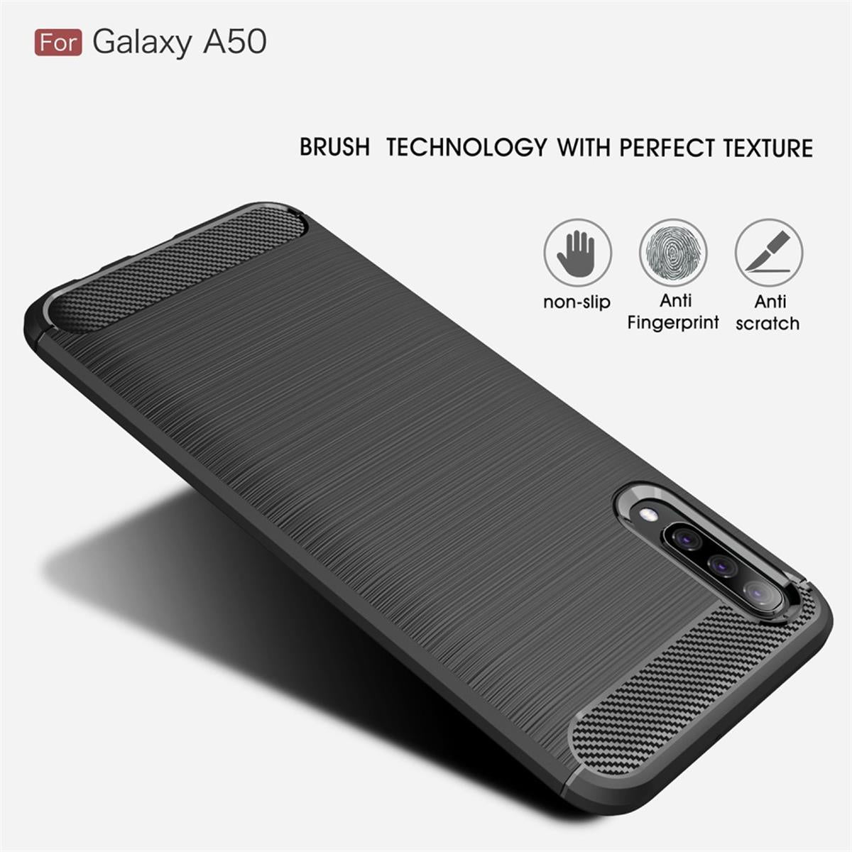 Hülle für Samsung Galaxy A50/A30s Handyhülle Schutzhülle Silikon Case Carbonfarben - CoverKingz