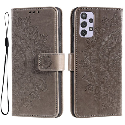 Hülle für Samsung Galaxy A73 5G Handyhülle Flip Case Cover Tasche Mandala Grau