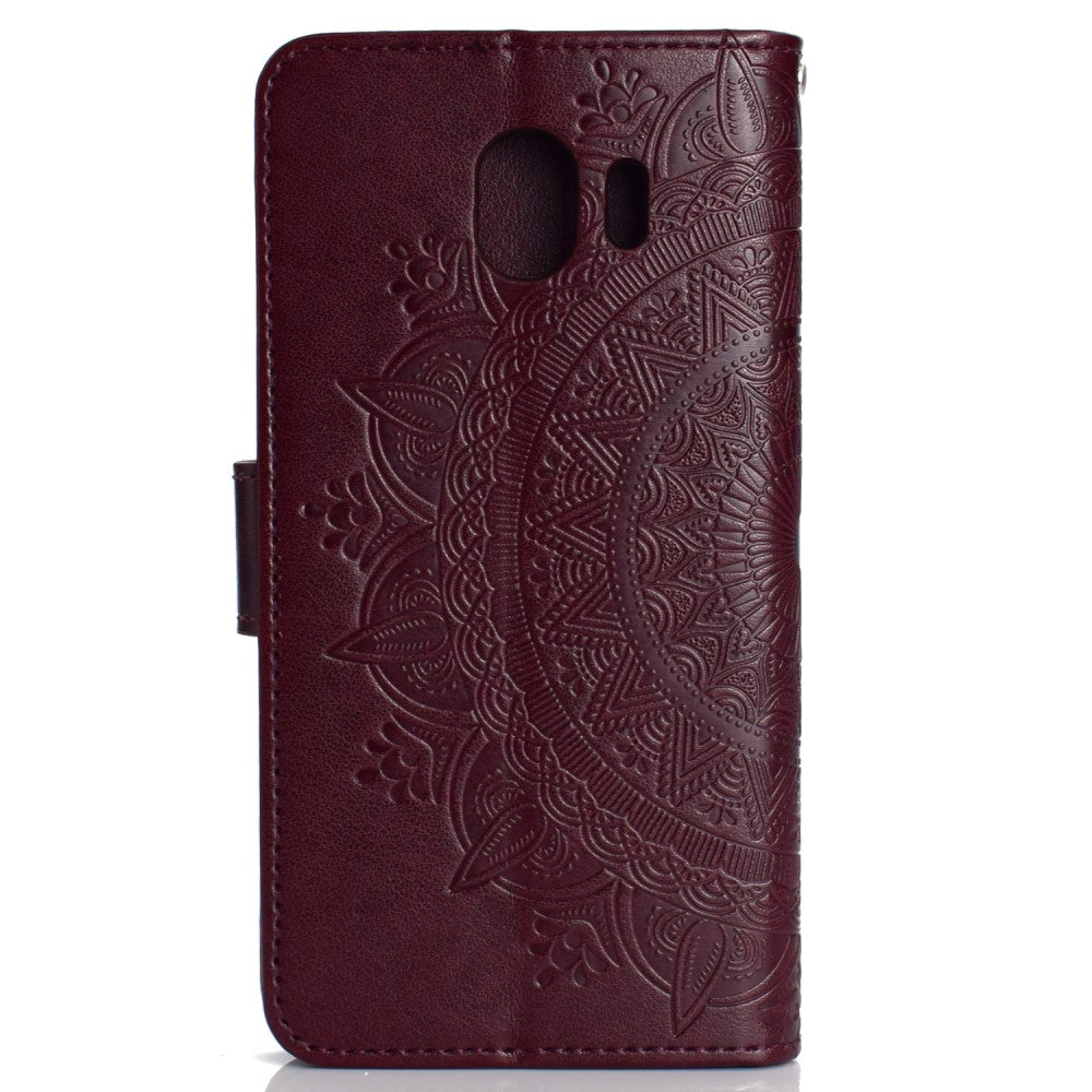 Hülle für Samsung Galaxy J4 2018 Handyhülle Flip Case Cover Tasche Mandala Braun
