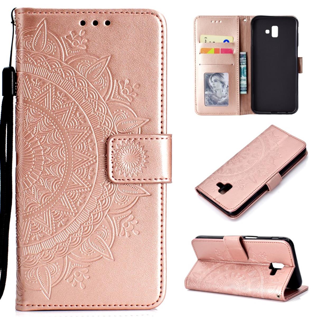 Hülle für Samsung Galaxy J6 Plus (+) 2018 Handyhülle Bookcase Mandala Rosegold