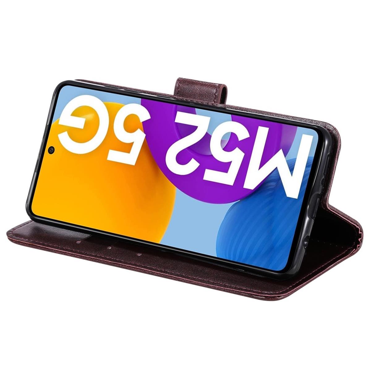 Hülle für Samsung Galaxy M52 5G Handyhülle Flip Case Cover Etui Mandala Braun