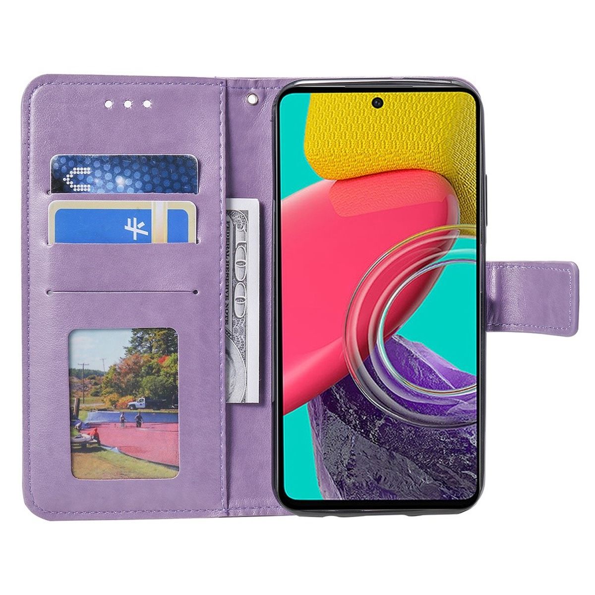 Hülle für Samsung Galaxy M53 5G Handyhülle Flip Case Cover Etui Mandala Lila