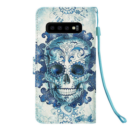 Hülle für Samsung Galaxy S10 Handyhülle Flip Case Cover Bumper Motiv Totenkopf