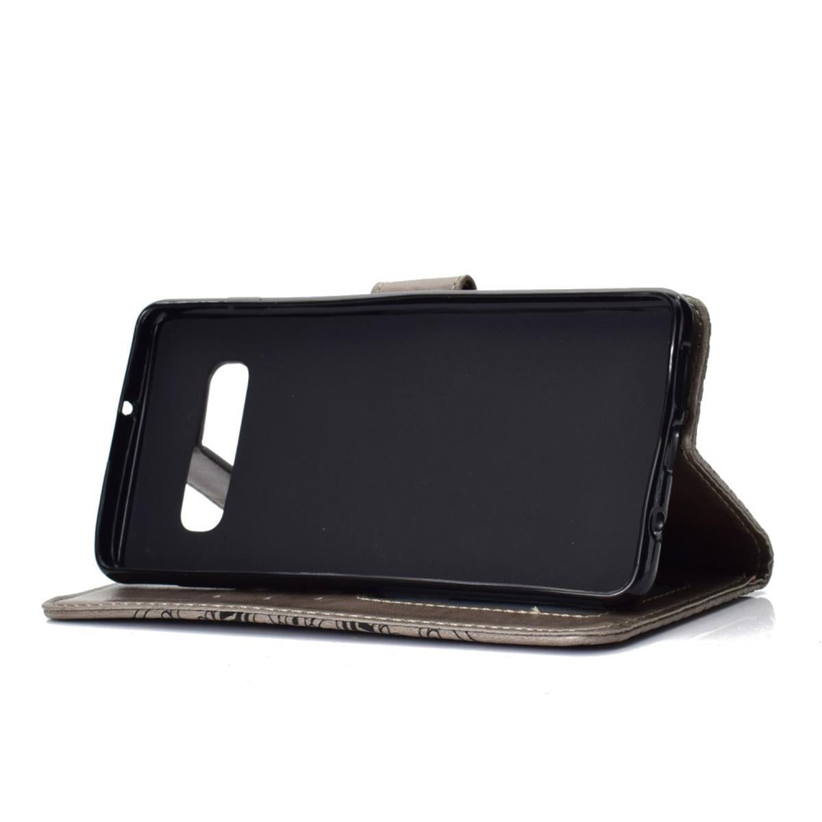 Hülle für Samsung Galaxy S10 Handyhülle Flip Case Cover Mandala Grau (schwarz)