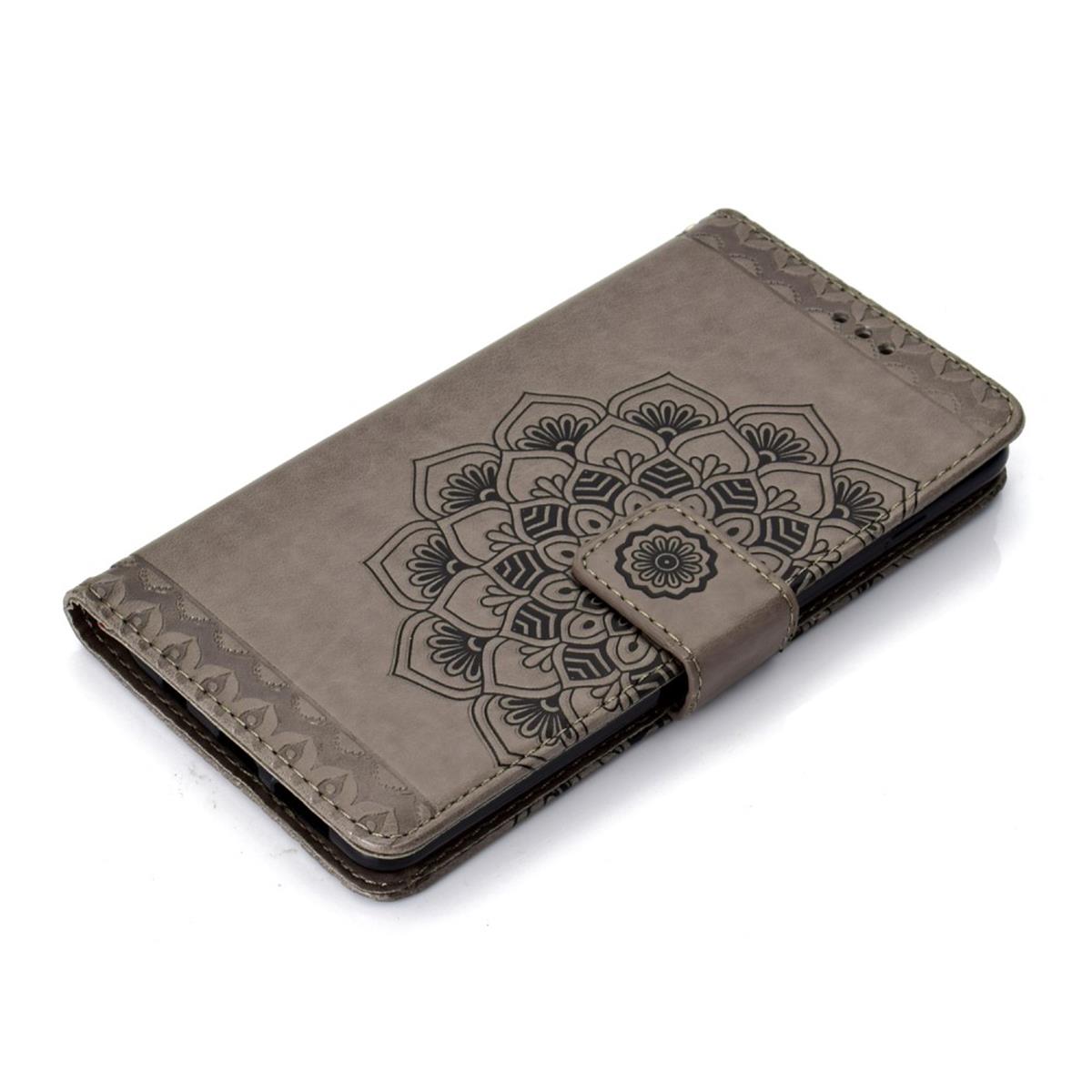 Hülle für Samsung Galaxy S10 Handyhülle Flip Case Cover Mandala Grau (schwarz)