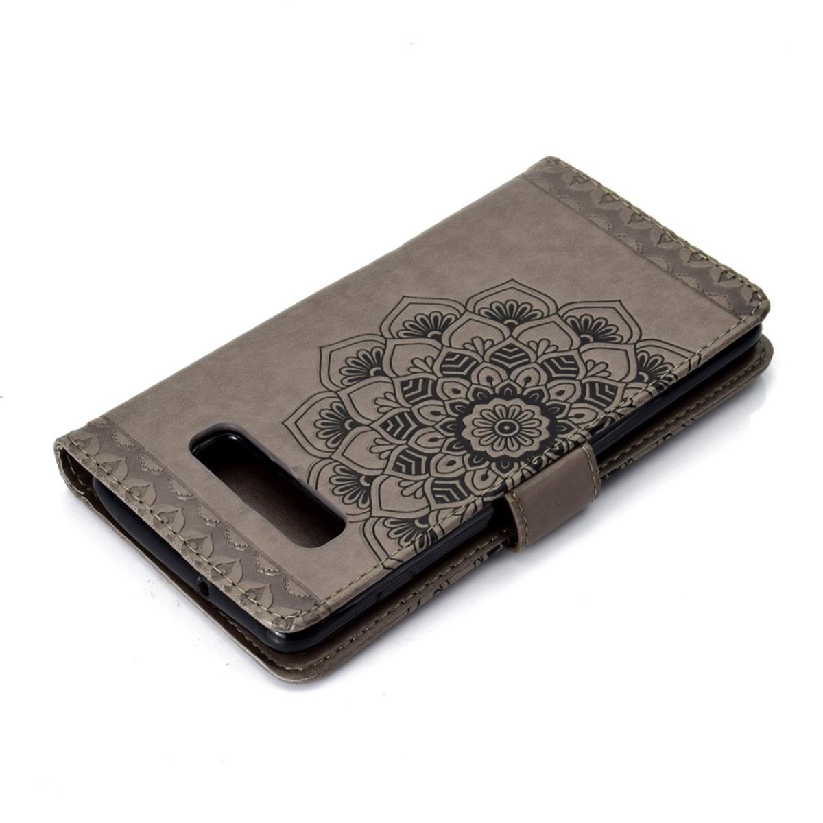 Hülle für Samsung Galaxy S10 Handyhülle Flip Case Cover Mandala Grau (schwarz)