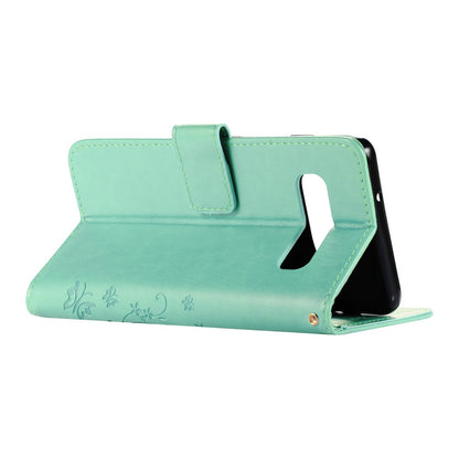 Hülle für Samsung Galaxy S10 Handyhülle Flip Case Cover Schmetterling Grün