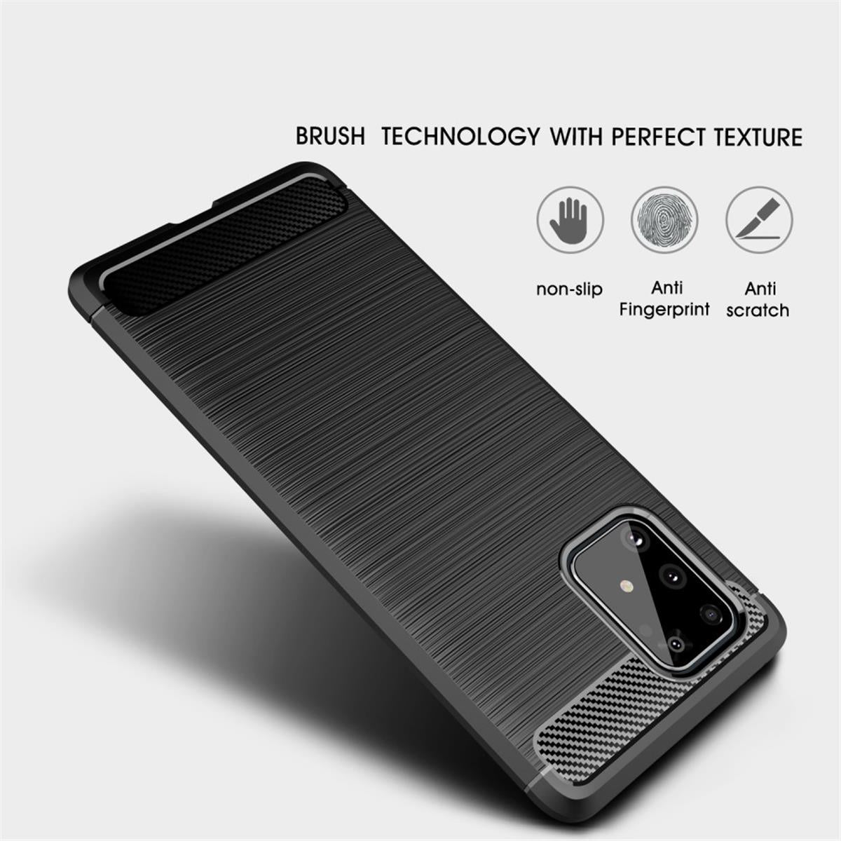 Hülle für Samsung Galaxy S10 Lite Handyhülle Silikon Case Cover Carbonfarben