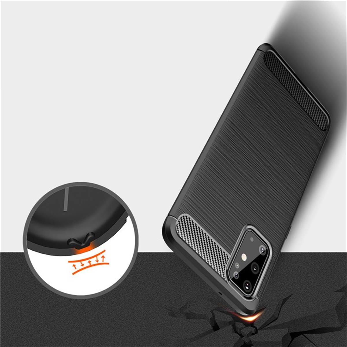 Hülle für Samsung Galaxy S20 FE Handyhülle Silikon Case Cover Schutzhülle Carbonfarben