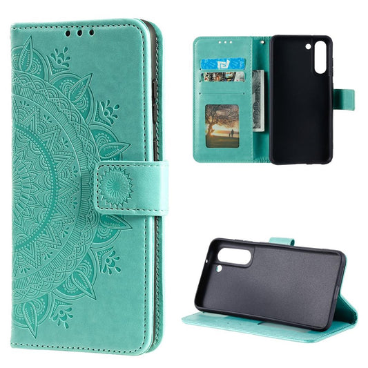 Hülle für Samsung Galaxy S21 FE Handyhülle Flip Case Cover Etui Mandala Grün