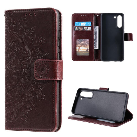 Hülle für Samsung Galaxy S21 FE Handyhülle Flip Case Cover Tasche Mandala Braun