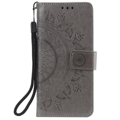 Hülle für Samsung Galaxy S21 FE Handyhülle Flip Case Cover Tasche Mandala Grau