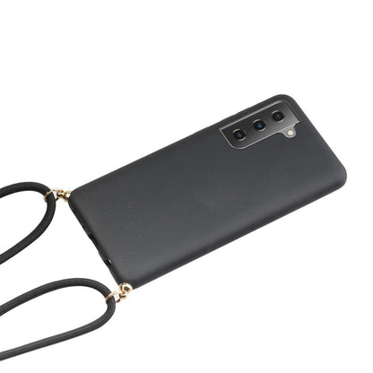 Hülle für Samsung Galaxy S21+ Handyhülle Silikon Case Band Handykette Kordel Schwarz