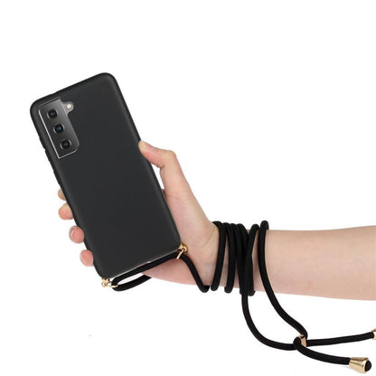 Hülle für Samsung Galaxy S21+ Handyhülle Silikon Case Band Handykette Kordel Schwarz