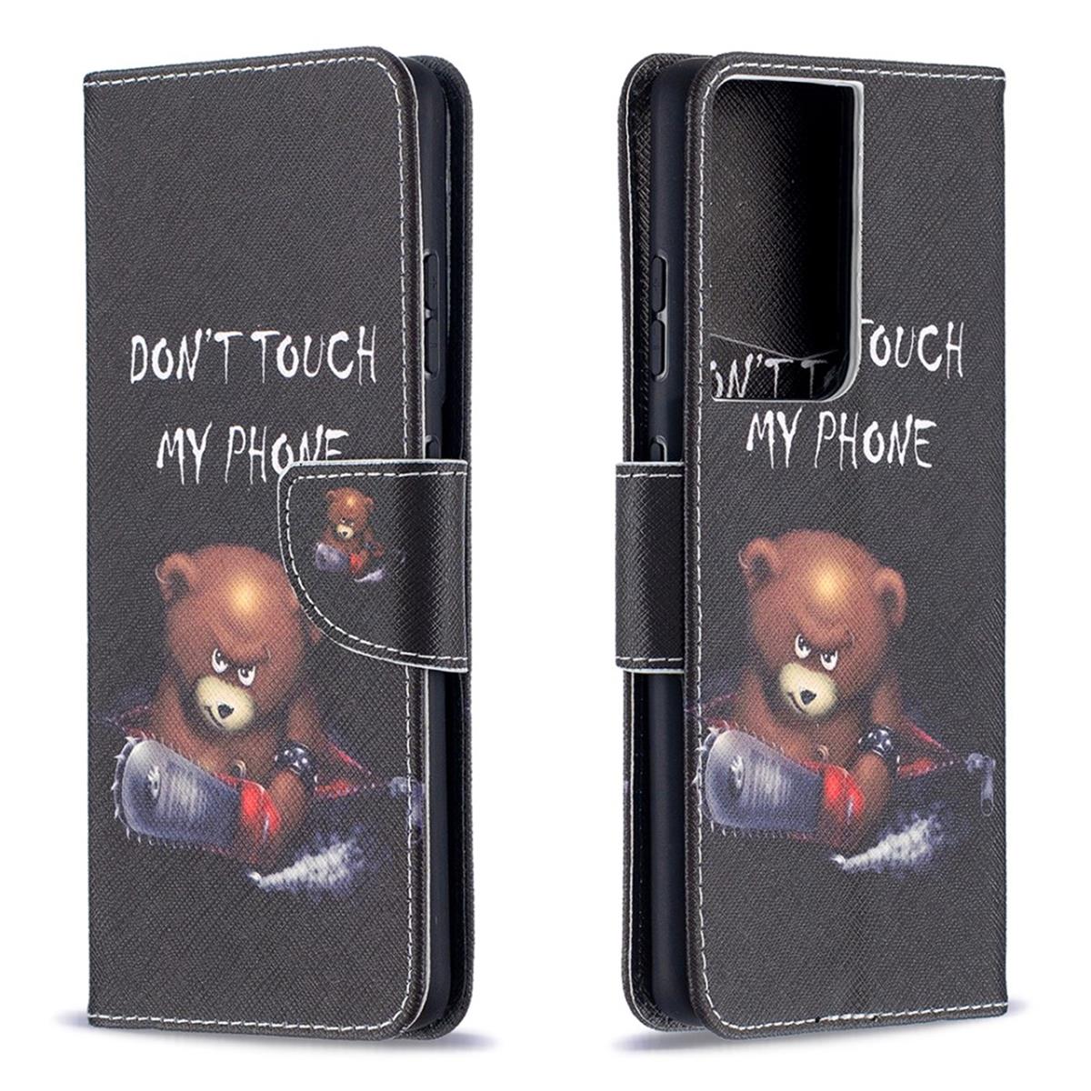 Hülle für Samsung Galaxy S21 Ultra Handyhülle Flip Case Cover Tasche Motiv Bär