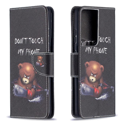 Hülle für Samsung Galaxy S21 Ultra Handyhülle Flip Case Cover Tasche Motiv Bär