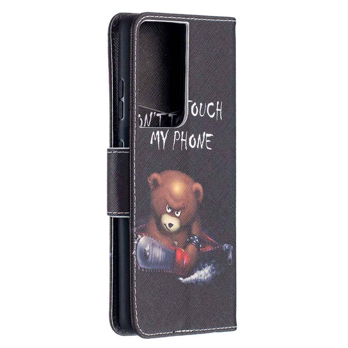 Hülle für Samsung Galaxy S21 Ultra Handyhülle Flip Case Cover Tasche Motiv Bär