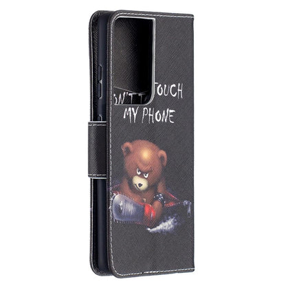 Hülle für Samsung Galaxy S21 Ultra Handyhülle Flip Case Cover Tasche Motiv Bär