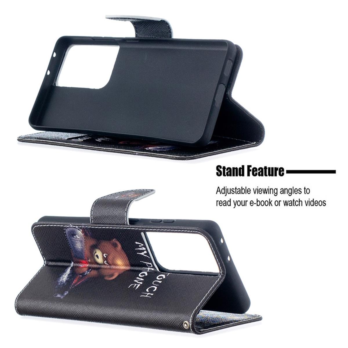 Hülle für Samsung Galaxy S21 Ultra Handyhülle Flip Case Cover Tasche Motiv Bär