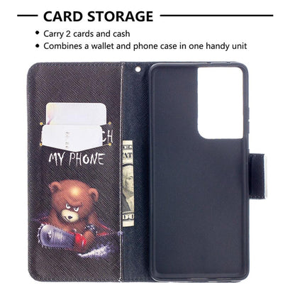 Hülle für Samsung Galaxy S21 Ultra Handyhülle Flip Case Cover Tasche Motiv Bär