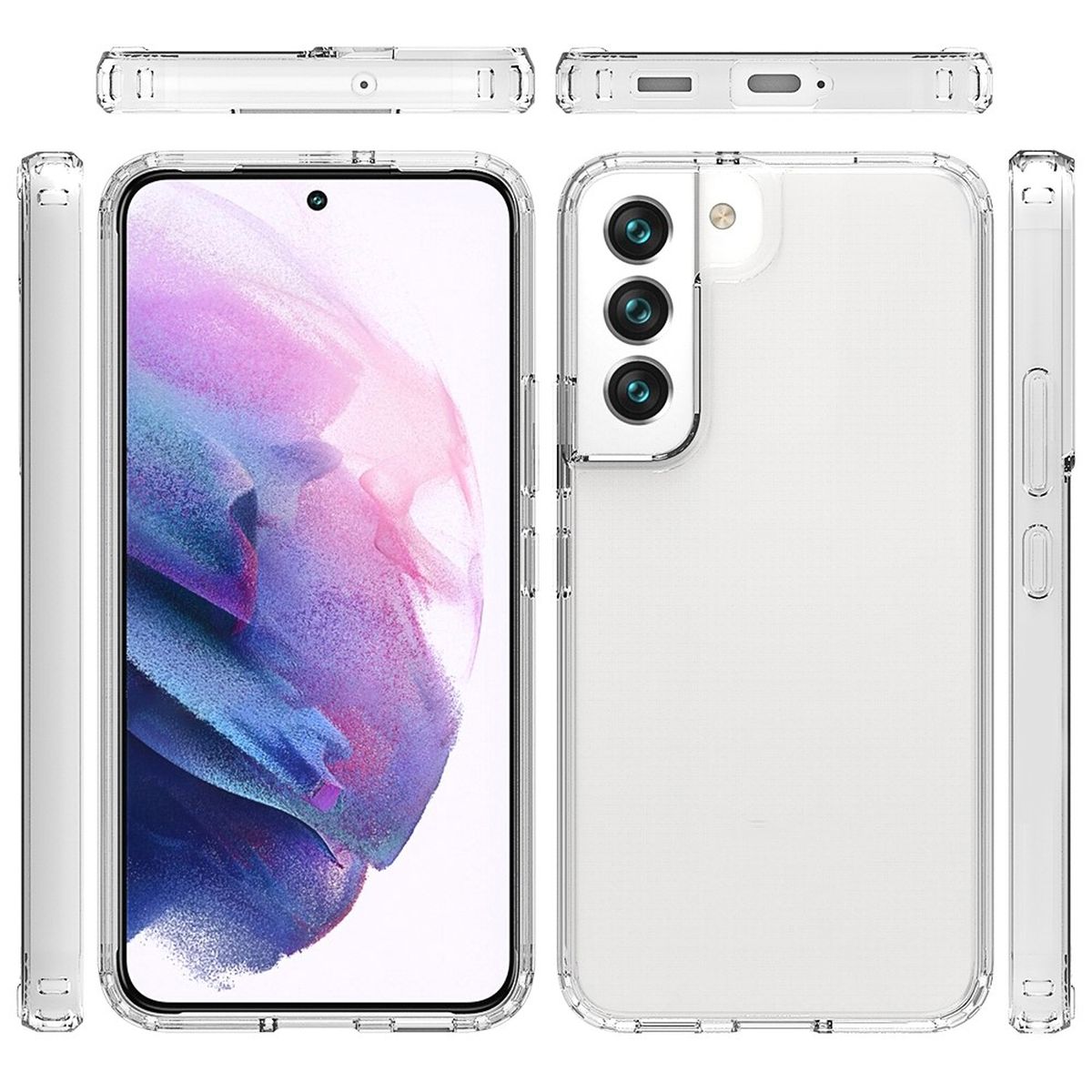 Hülle für Samsung Galaxy S22 Handyhülle Hybrid Silikon Case Bumper Cover Klar