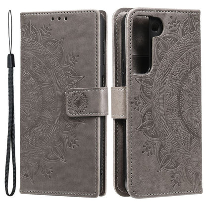 Hülle für Samsung Galaxy S22+ (Plus) Handyhülle Flip Case Cover Mandala Grau