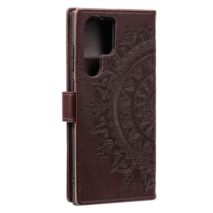 Hülle für Samsung Galaxy S22 Ultra Handyhülle Flip Case Cover Etui Mandala Braun