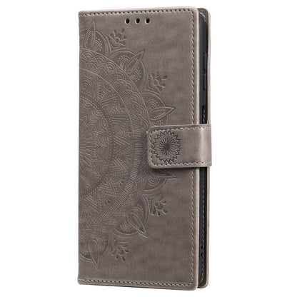 Hülle für Samsung Galaxy S22 Ultra Handyhülle Flip Case Cover Etui Mandala Grau